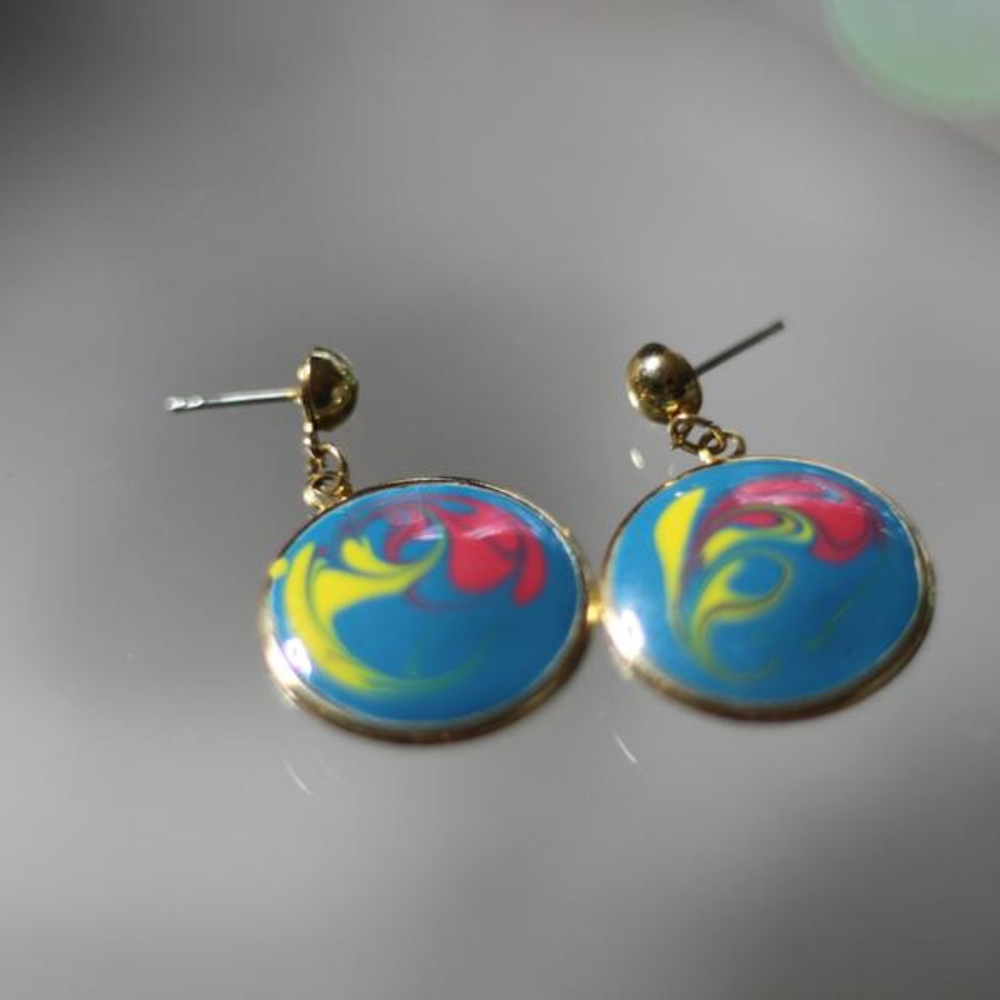 Multi Color Round Dangle Earrings
